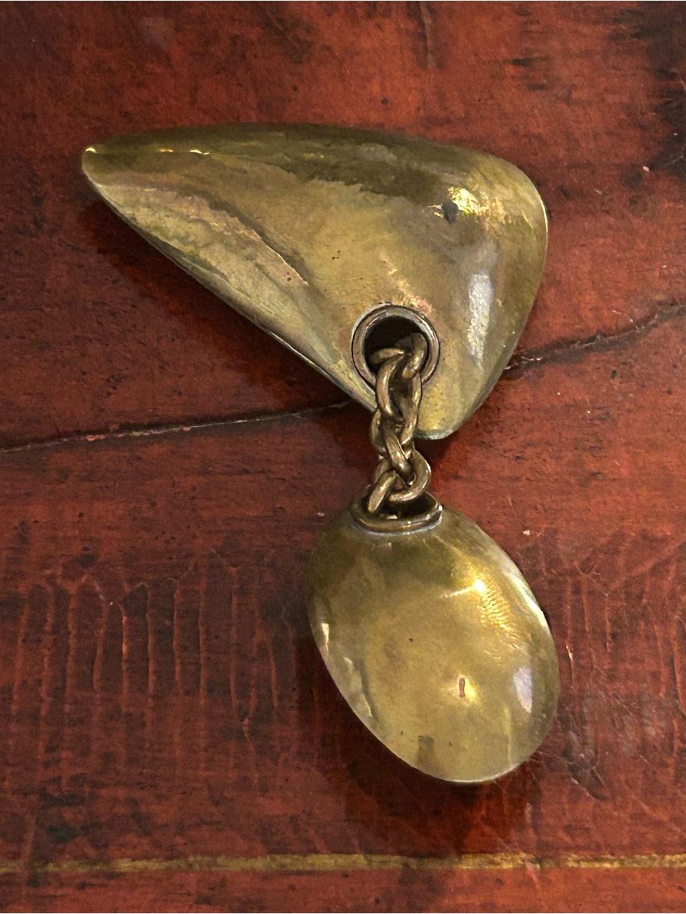 Vintage Margaret Ellis Gold Vermeil over Hammered Bronze Large Modernist Brooch